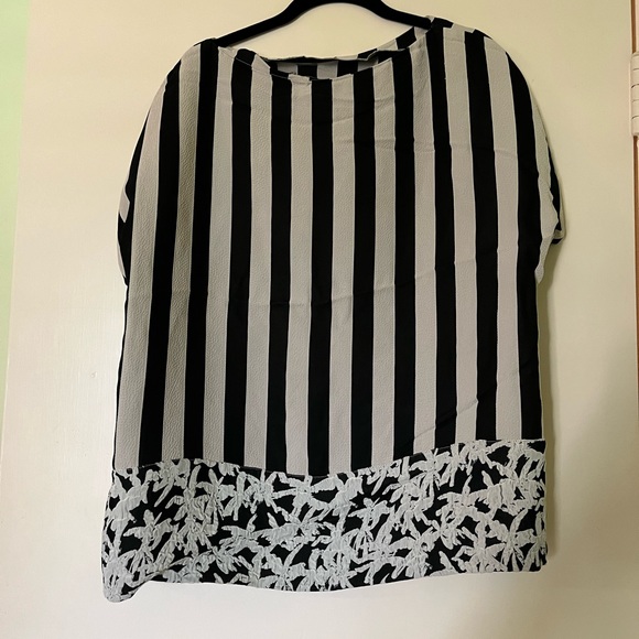 Kenzo Black and White Striped Floral Blouse - Picture 3 of 4